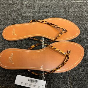 J Crew women’s leopard things flip flop shoes 10